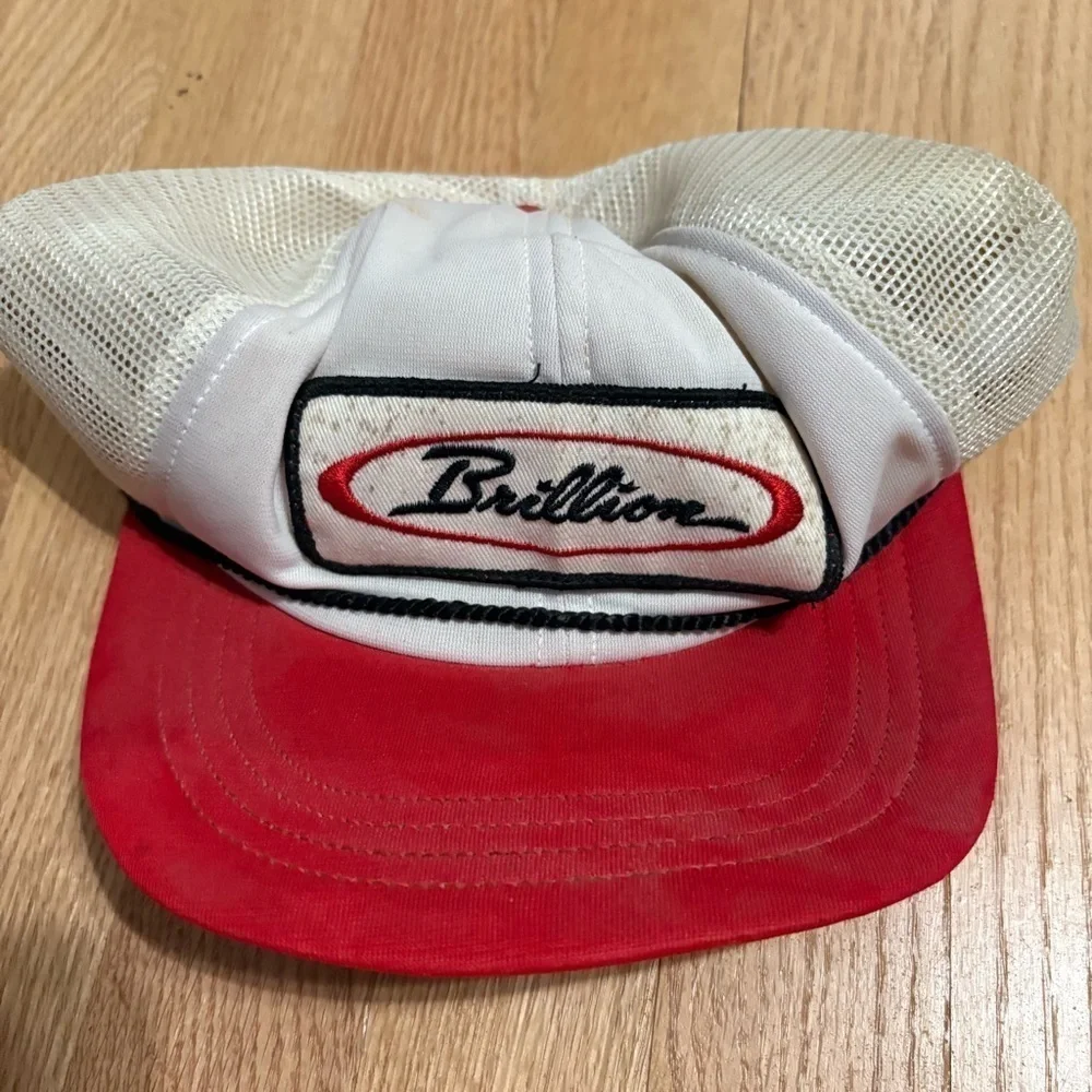 Vintage Brillion Farming Red Mesh Snapback Trucker Hat Made in USA Agriculture
